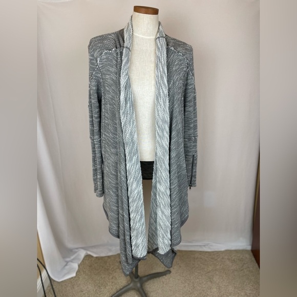 Free People Grey Open Front draped zipper sleeves Cardigan size XS - Picture 3 of 12